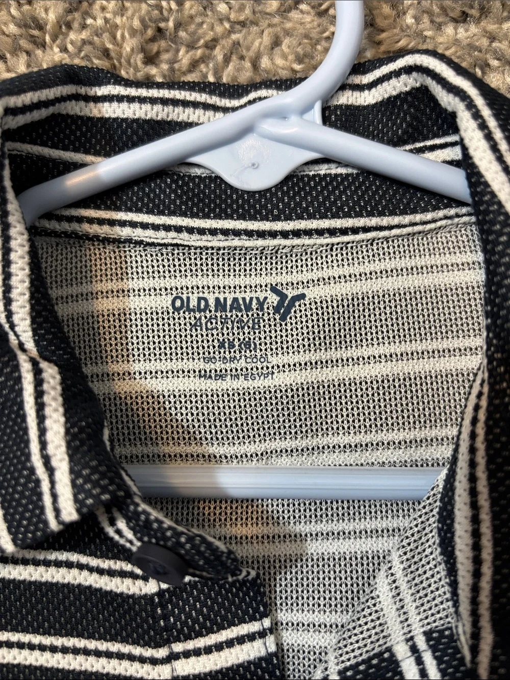 Old Navy Black & White Striped Polo Shirt